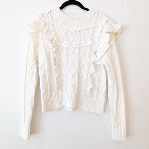 Cottagecore knit ruffled Grey Collective cream sweater size M